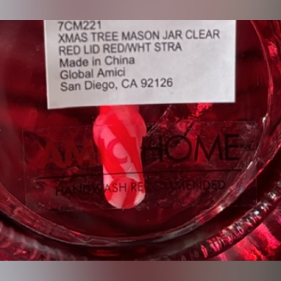 Christmas Holiday Time XMAS Tree Mason Jars Clear with Red Lid & Straw. - Picture 4 of 5
